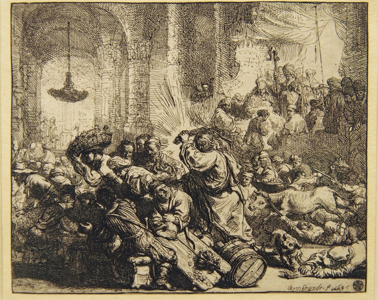 Krisztus kiűzi a pénzváltókat a templomból alkotó: Rembrandt van Rijn
