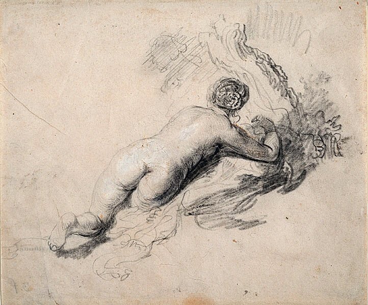 Meztelen nő Fekvő alkotó: Rembrandt van Rijn