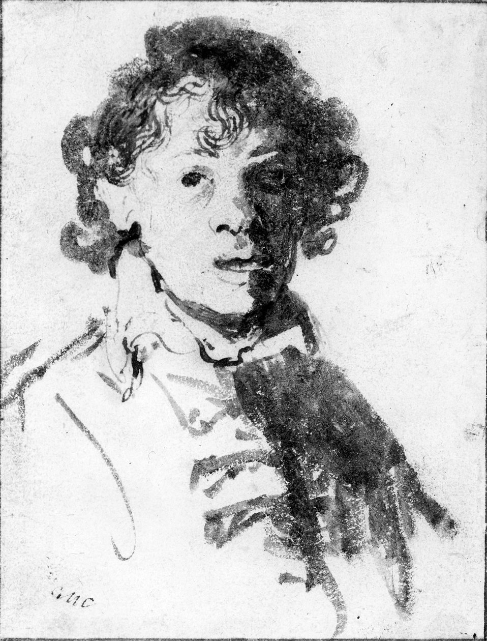 Fiatal férfi önarckép, 1628 körül (toll, tinta és mosás papíron) alkotó: Rembrandt van Rijn