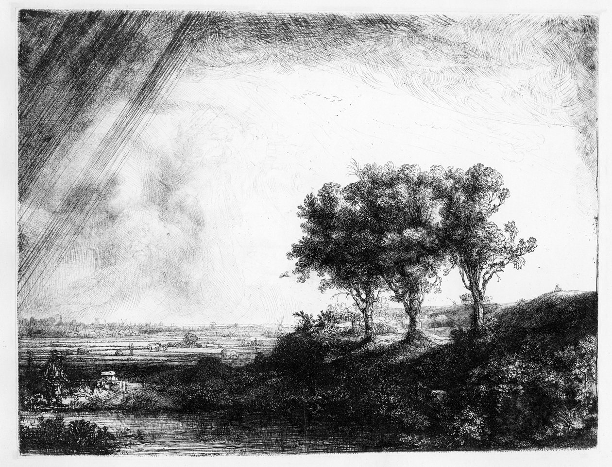 A három fa, James Bretherton metszete alkotó: Rembrandt van Rijn