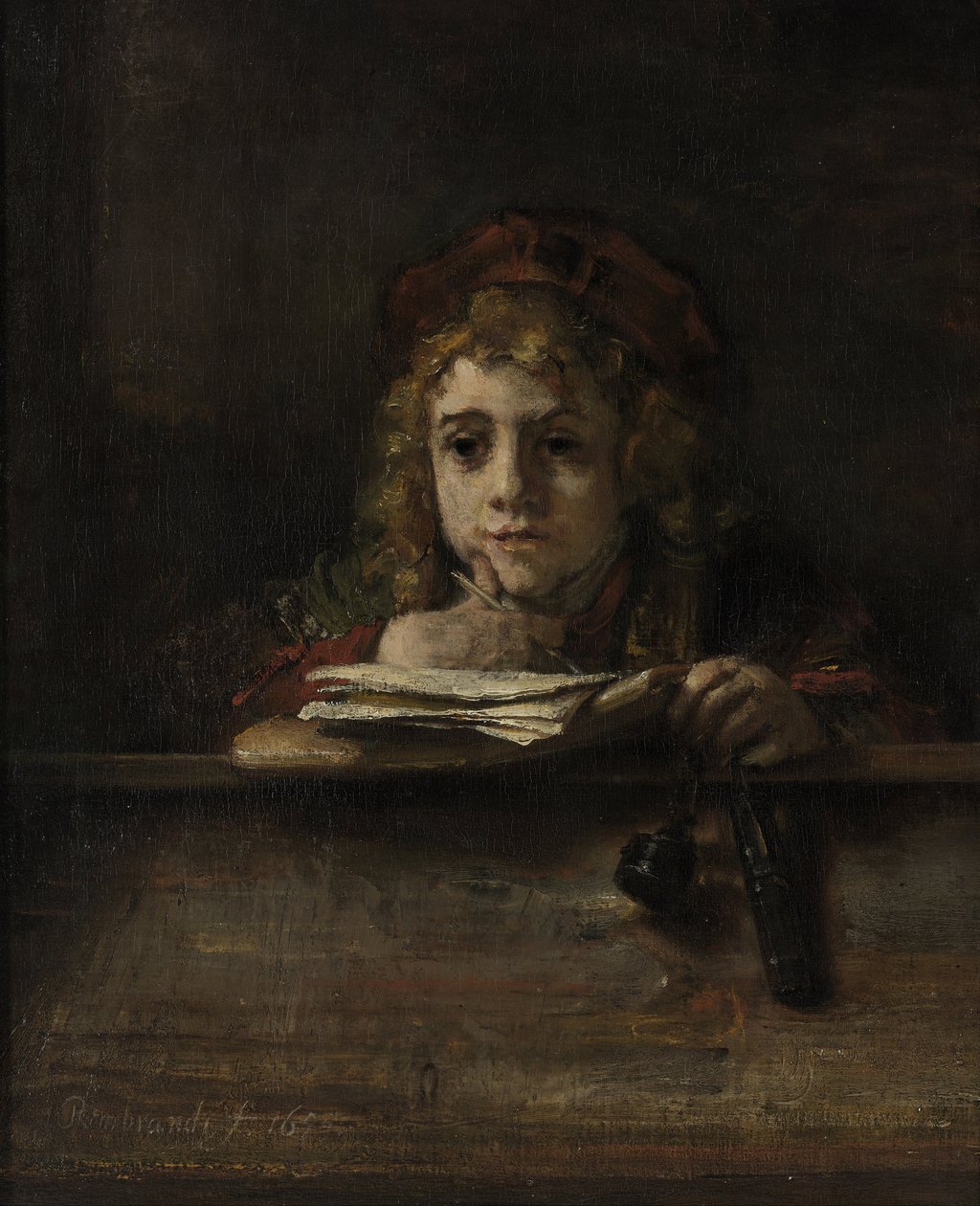 Titus az asztalánál alkotó: Rembrandt van Rijn