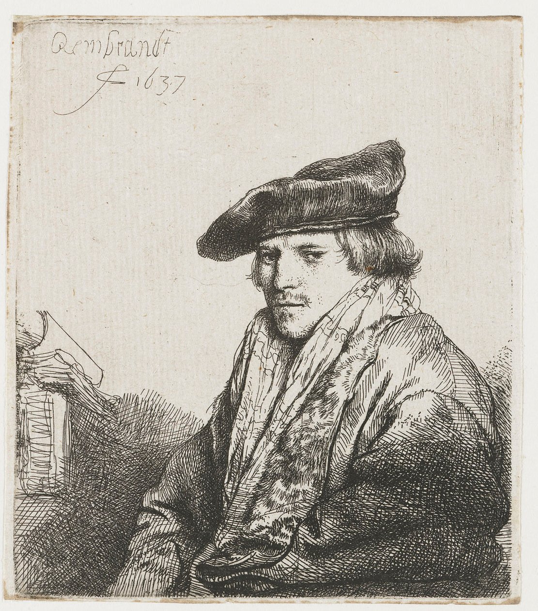 Fiatal férfi bársonysapkában alkotó: Rembrandt van Rijn