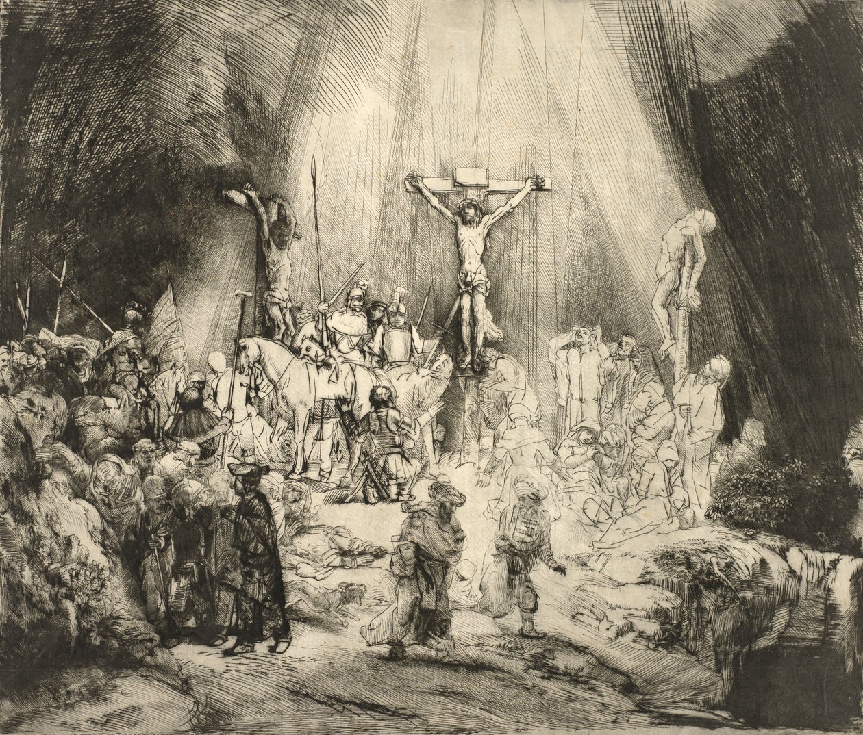 A három kereszt alkotó: Rembrandt van Rijn