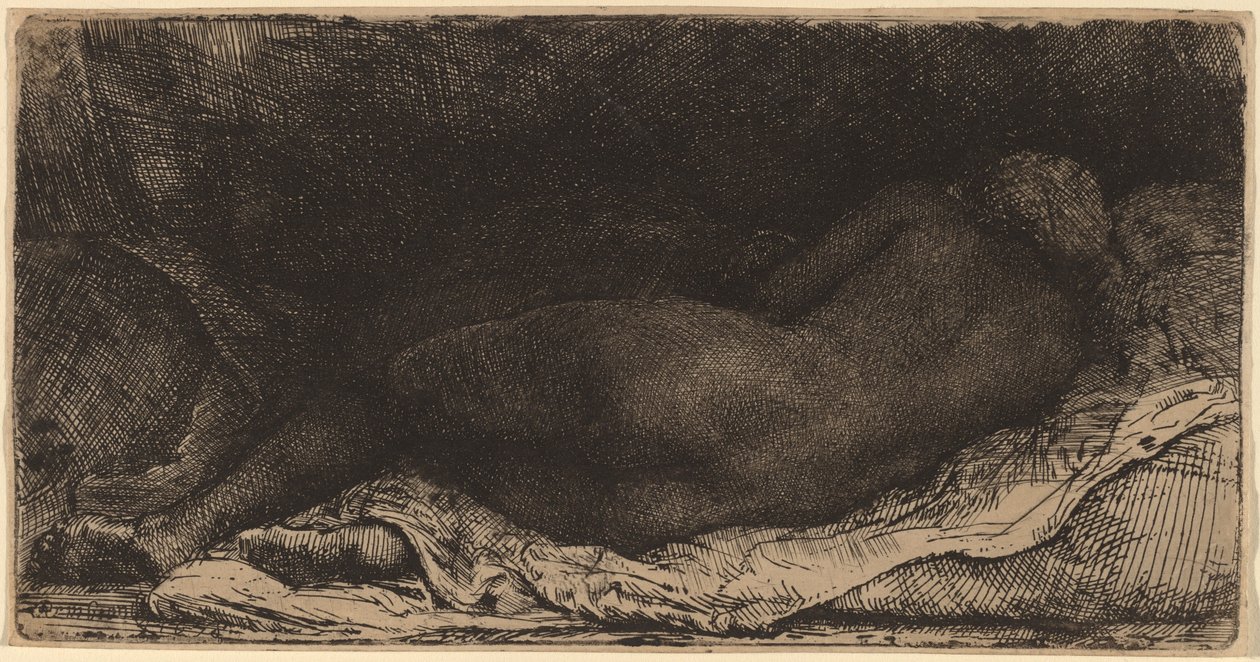 Fekete nő fekve alkotó: Rembrandt van Rijn