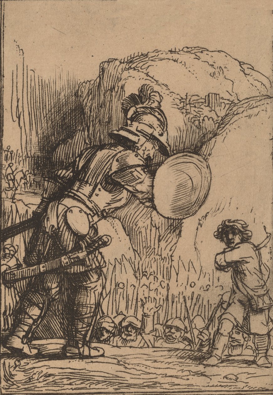 Dávid és Góliát, 1655. alkotó: Rembrandt van Rijn