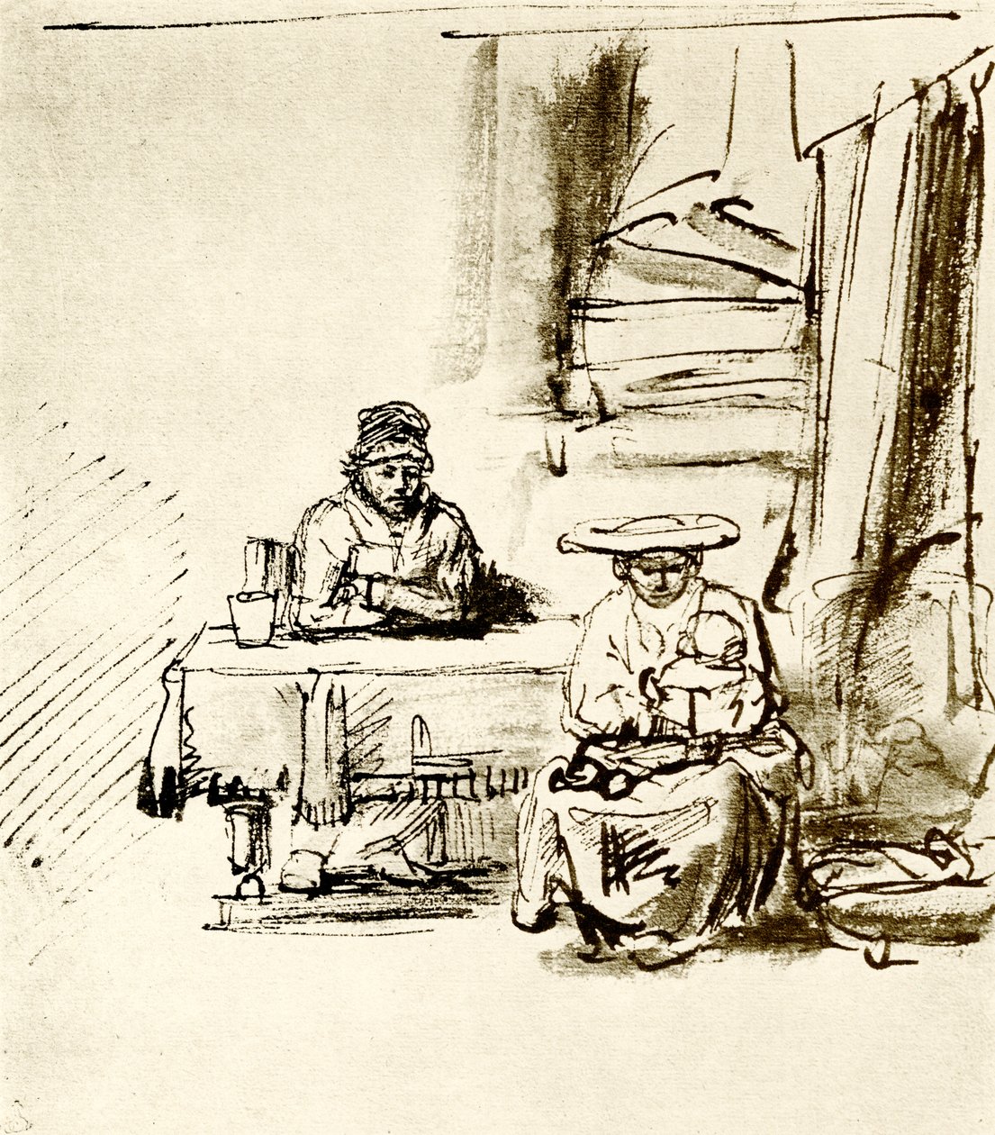 Családi jelenet alkotó: Rembrandt van Rijn