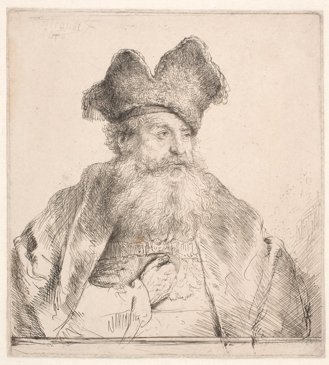 Öreg ember prémes sapkával alkotó: Rembrandt van Rijn