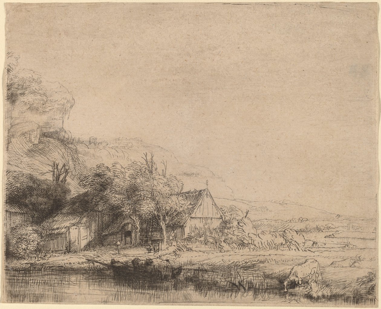 Táj egy tehénnel alkotó: Rembrandt van Rijn
