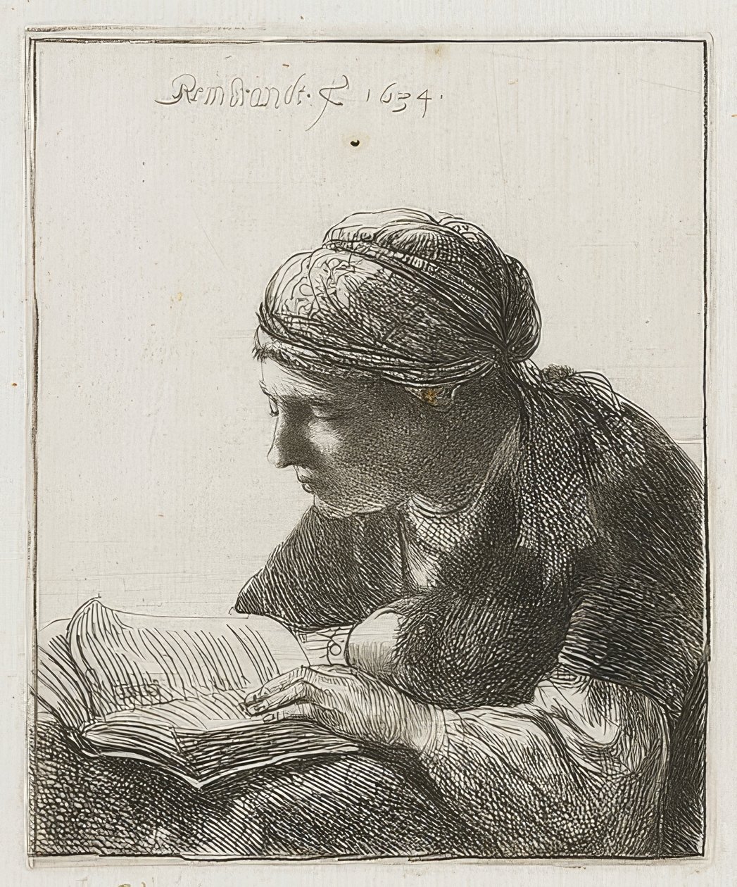 Lesende. 1634 alkotó: Rembrandt van Rijn