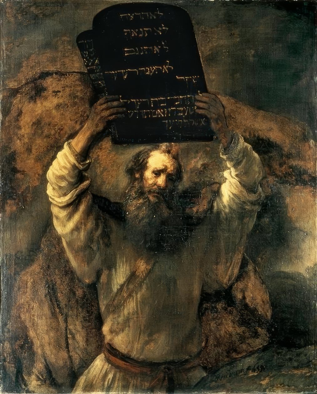 Mózes összetöri a törvény tábláit alkotó: Rembrandt van Rijn