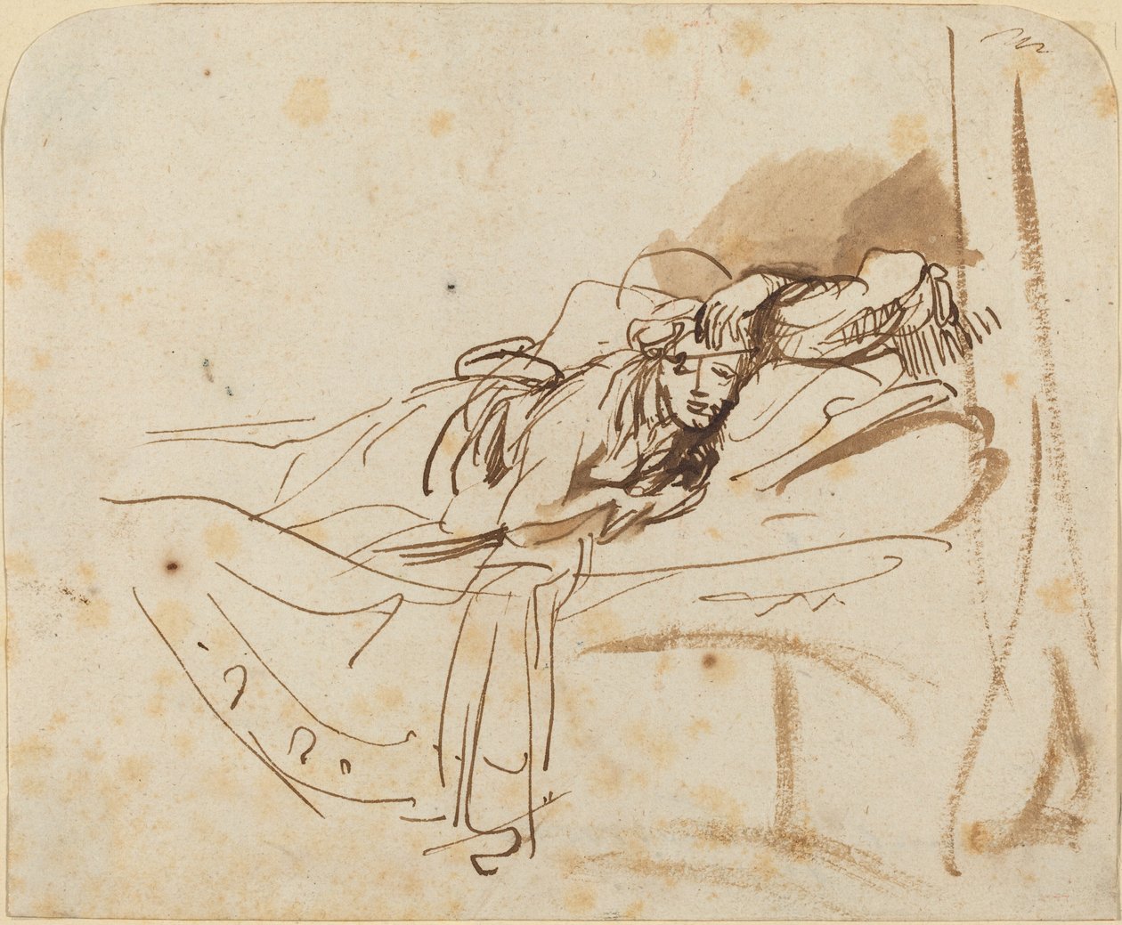 Saskia(?) Fekszik az ágyban alkotó: Rembrandt van Rijn