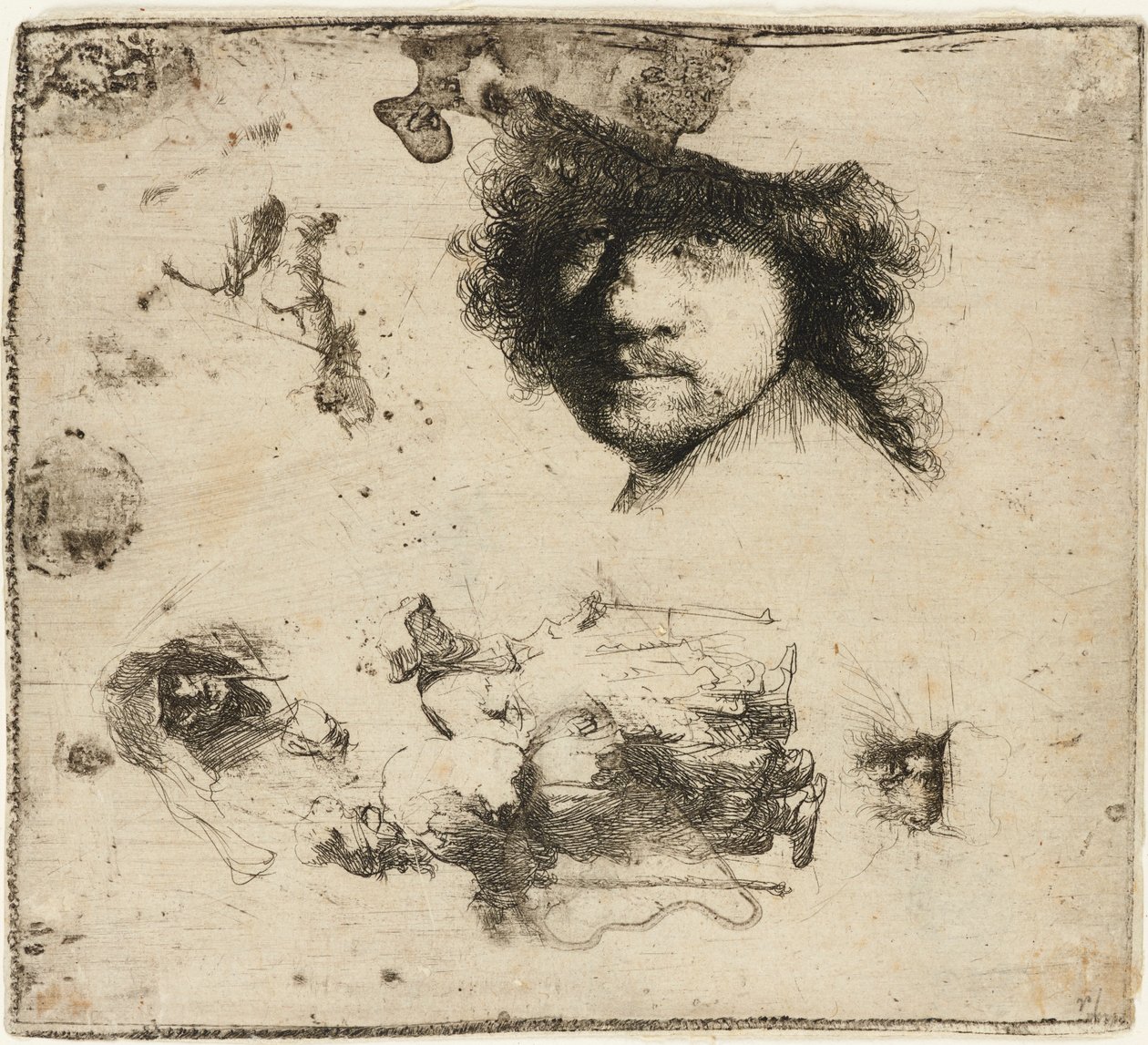 Tanulmányi lap, 1632. alkotó: Rembrandt van Rijn