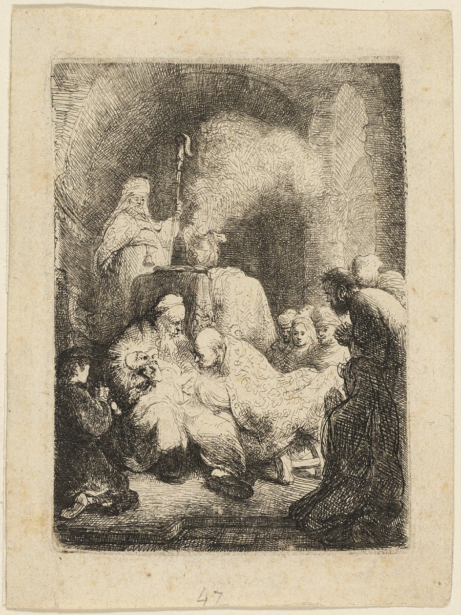 A körülmetélés: kis tányér alkotó: Rembrandt van Rijn