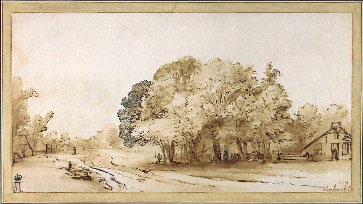 Village Road, c1650. alkotó: Rembrandt van Rijn