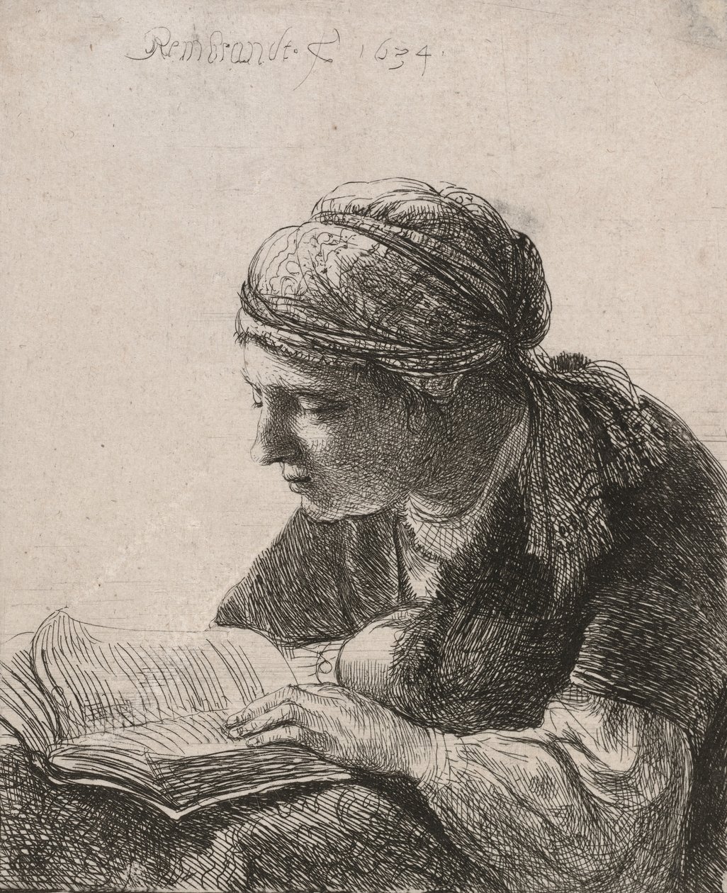 Olvasó asszony, 1634. alkotó: Rembrandt van Rijn