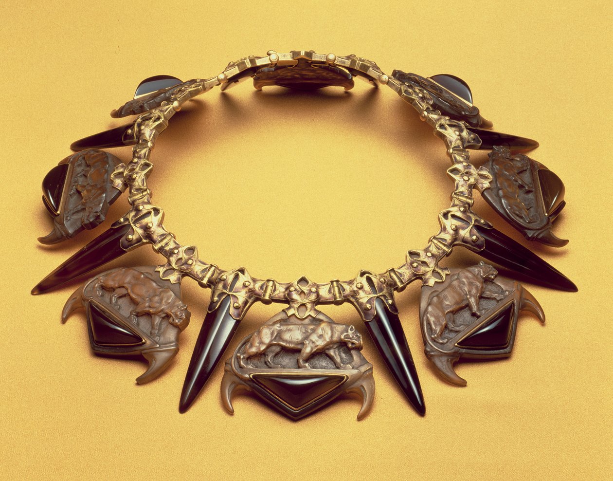 Tigris nyaklánc, 1904 körül (vegyes technika) alkotó: Rene Jules Lalique