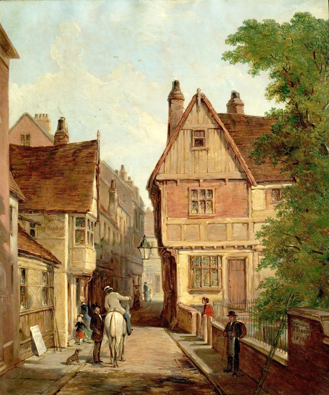 Régi házak, St. Peters Gate, Nottingham, 1842, 1870 alkotó: Reuben Bussey