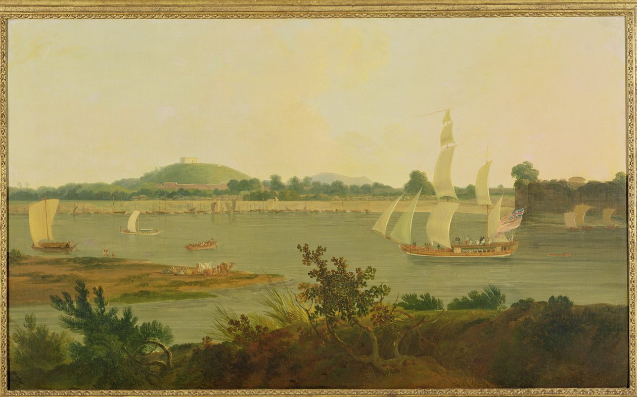 Pinnace vitorlás a Gangesz mentén a Monghyr erőd mellett, 1791 körül alkotó: Rev. Edward Thomas Daniell