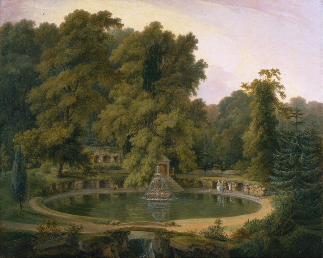 Templom, szökőkút és barlang a Sezincote Parkban alkotó: Rev. Edward Thomas Daniell