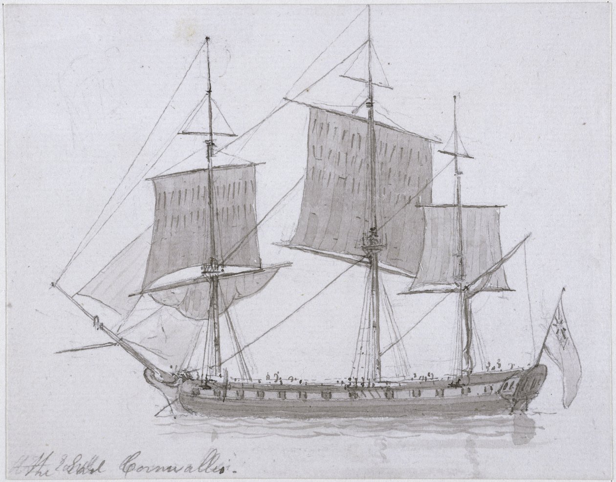 The Earl Cornwallis, 1786-94 körül (toll, tinta és mosás papíron) alkotó: Rev. Edward Thomas Daniell