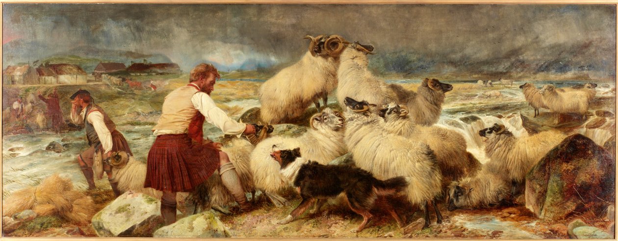 Egy áradás Glen Speanben, Inverness alkotó: Richard Ansdell