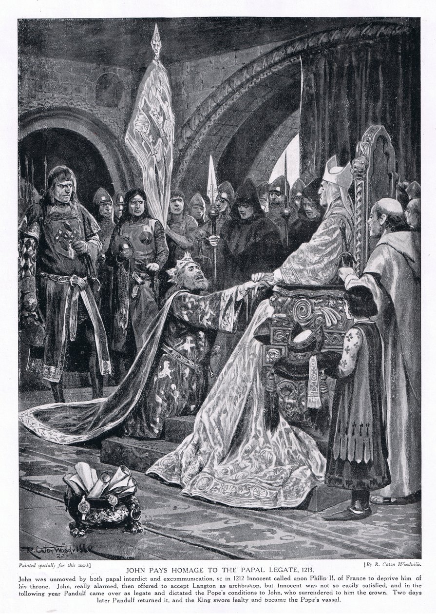 János tiszteleg a pápai legátus előtt, AD1213, 1920-as években alkotó: Richard Caton Woodville junior