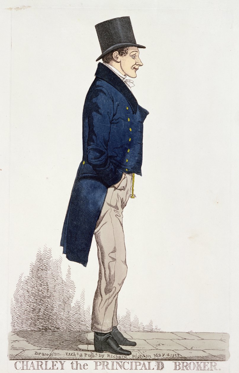 Charlie, a fő bróker, 1822. május 4. (színes rézkarc) alkotó: Richard Dighton
