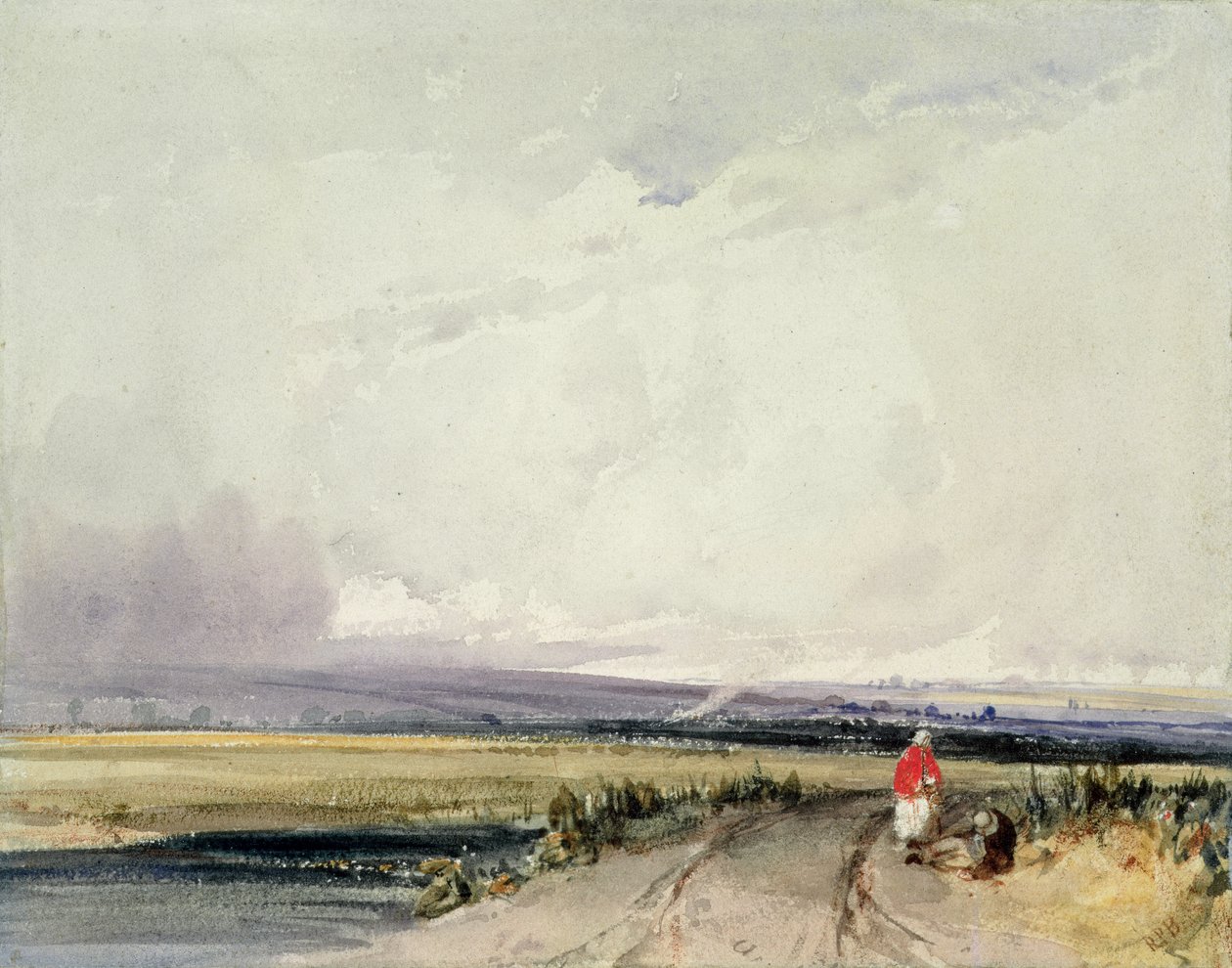 Normandiai táj, hagyományosan "Burnham in Norfolk" néven ismert. alkotó: Richard Parkes Bonington