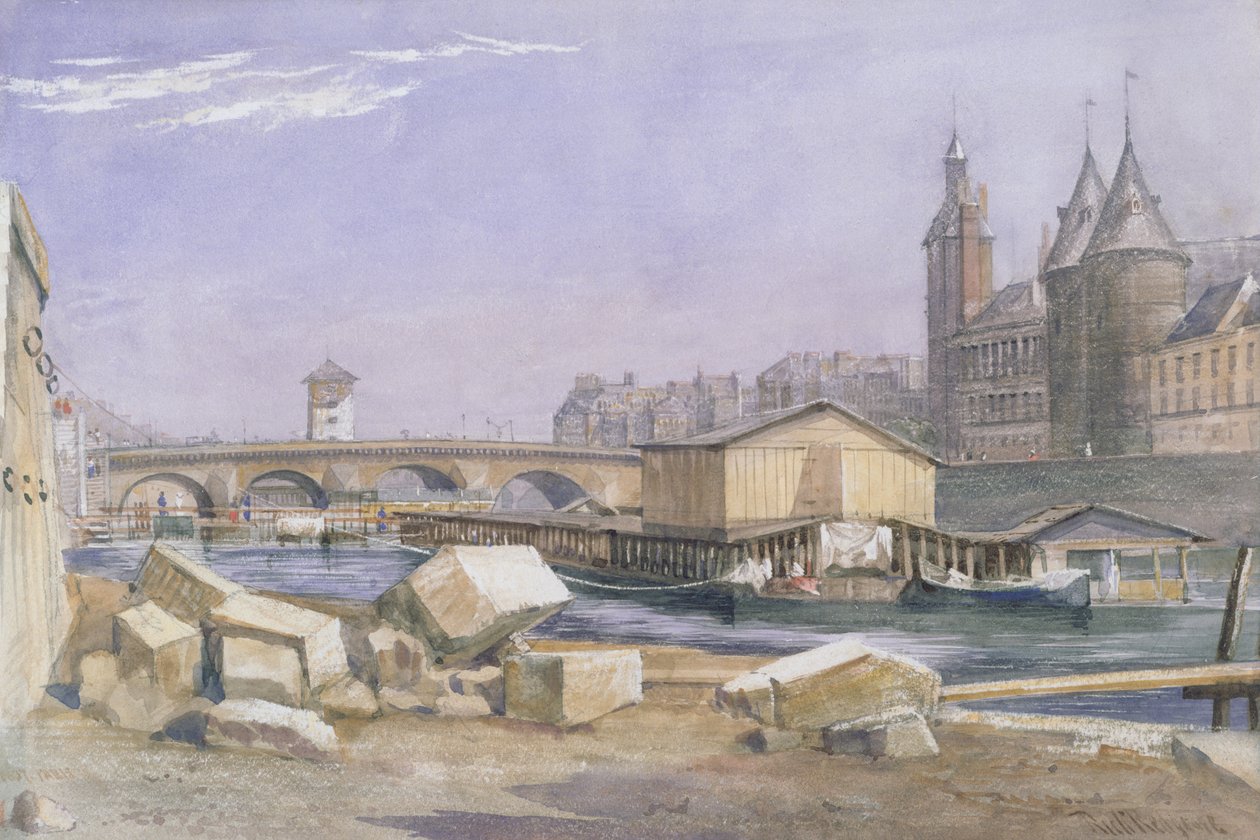 A Pont au Change és a Conciergerie, Párizs, 1837 alkotó: Richard Redgrave