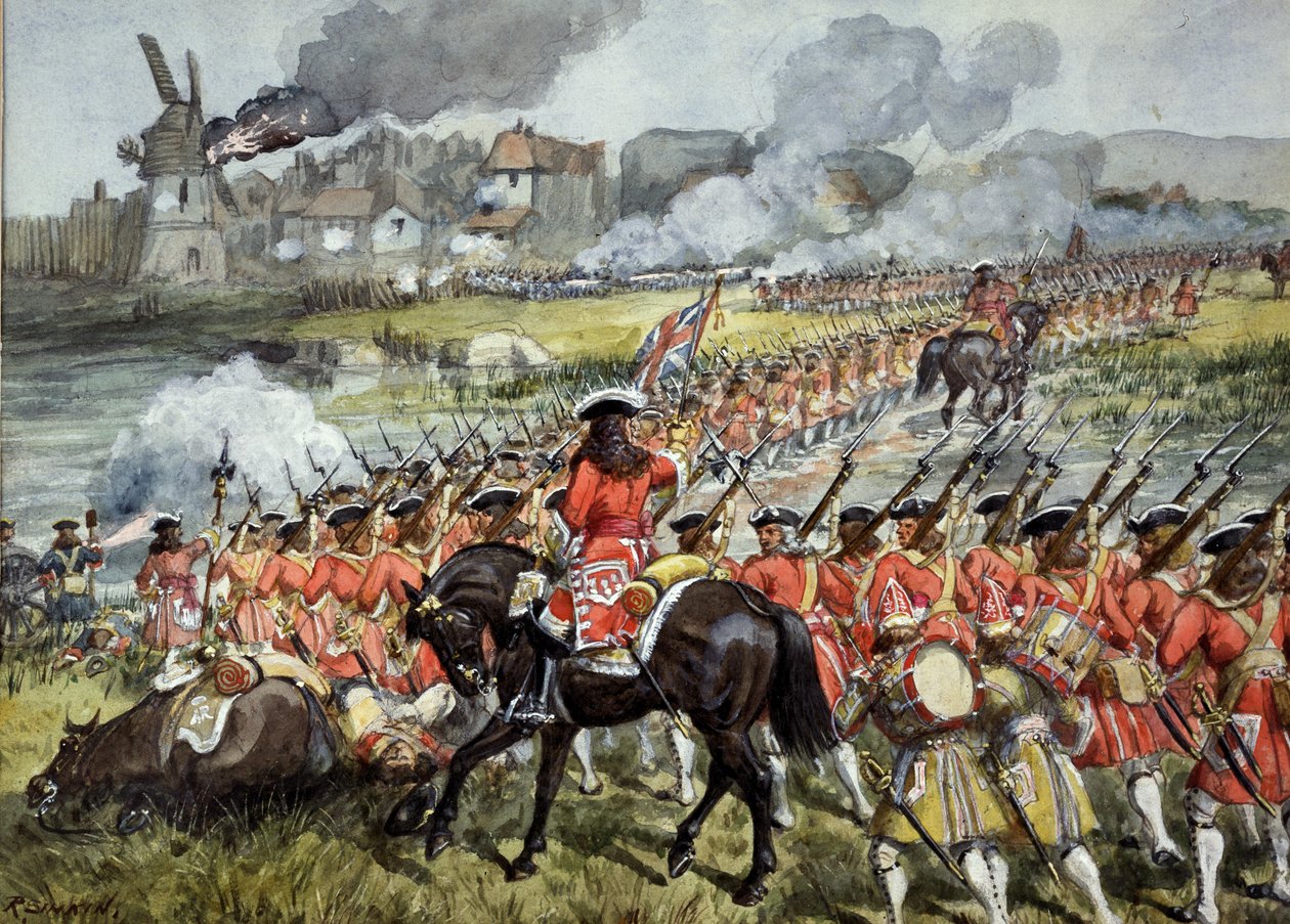 A 16. gyalogezred Blenheimben, 1704. augusztus 13., 1900 körül alkotó: Richard Simkin