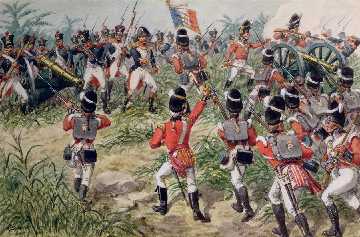 The Charge of the 7th Foot Royal Fusiliers, Martinique, 1809. február 1. alkotó: Richard Simkin