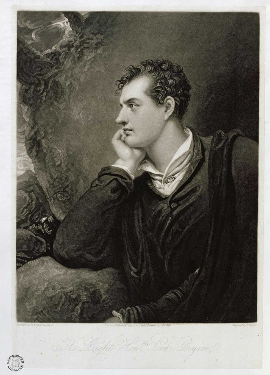 George Gordon, 6. Lord Byron (1788-1824), metszett: Charles Turner (1773-1857), 1815 alkotó: Richard Westall