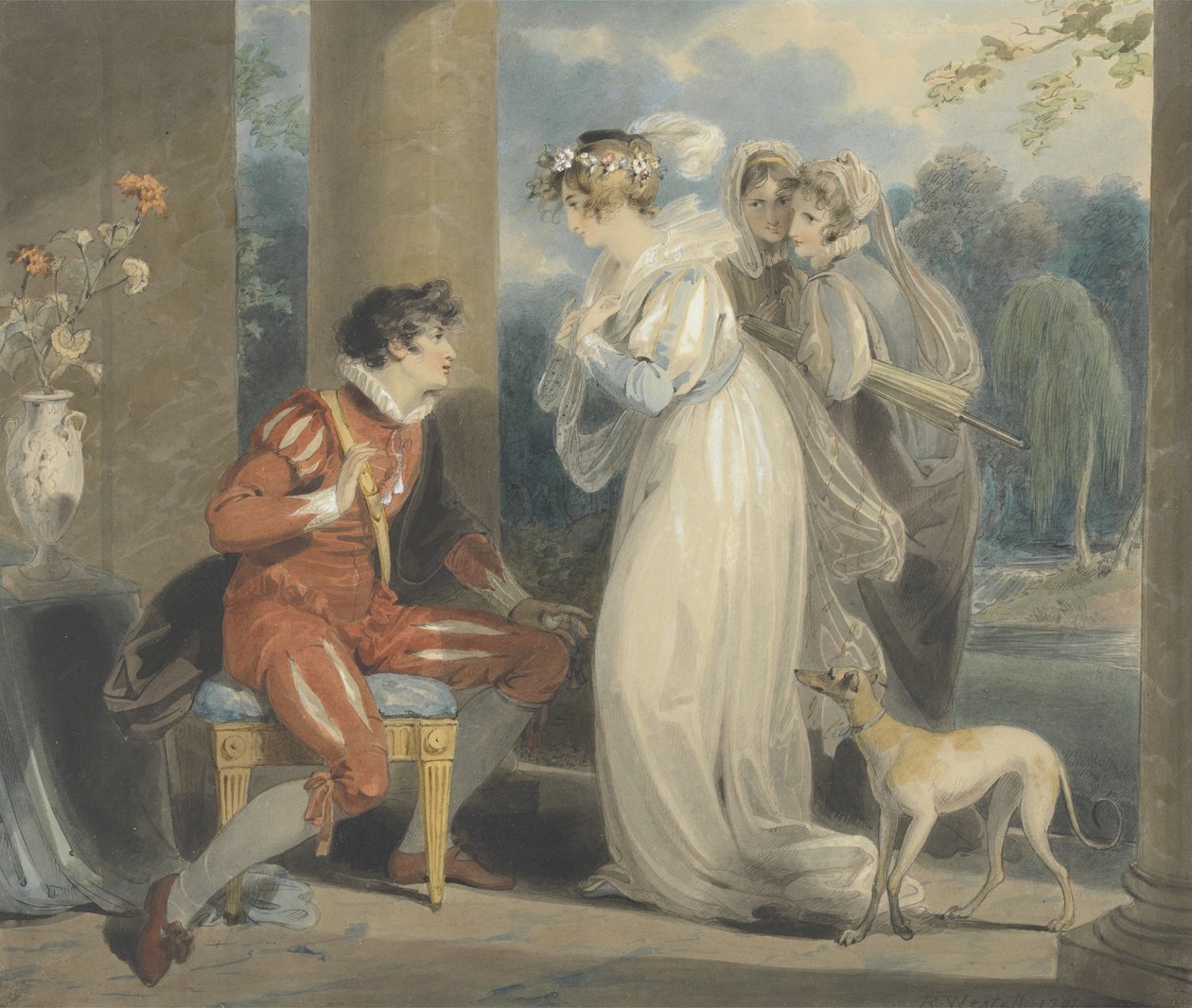 Rózsabimbó, avagy a párizsi ítélet, 1791 (wc és testszín grafit felett, papíron) alkotó: Richard Westall