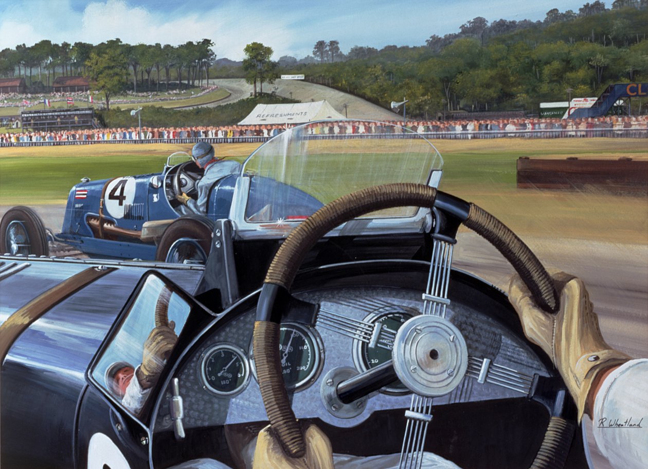 Brooklands – A forró ülésből (wc és gouache papíron) alkotó: Richard Wheatland