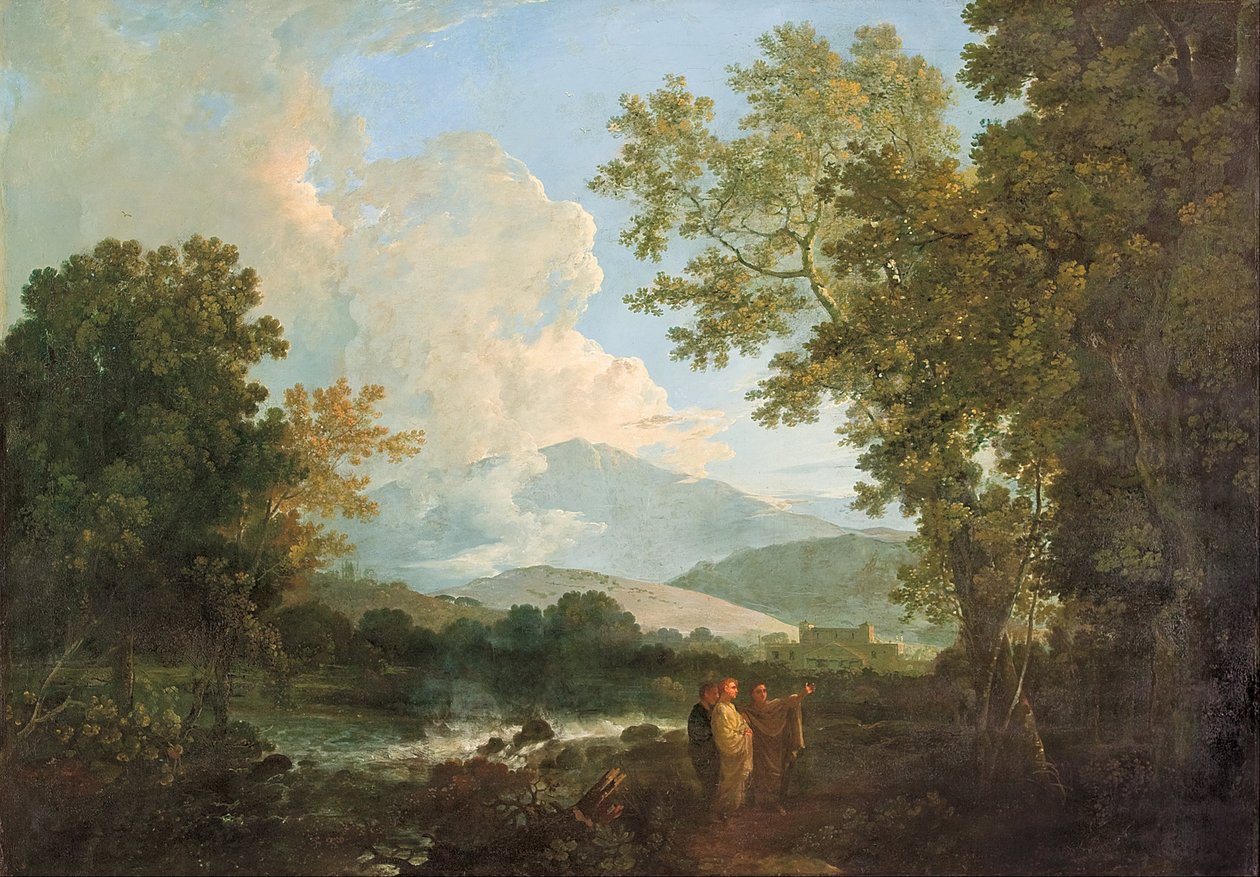 Cicero barátjával, Atticusszal és Quintus testvérével, arpinumi villájában alkotó: Richard Wilson