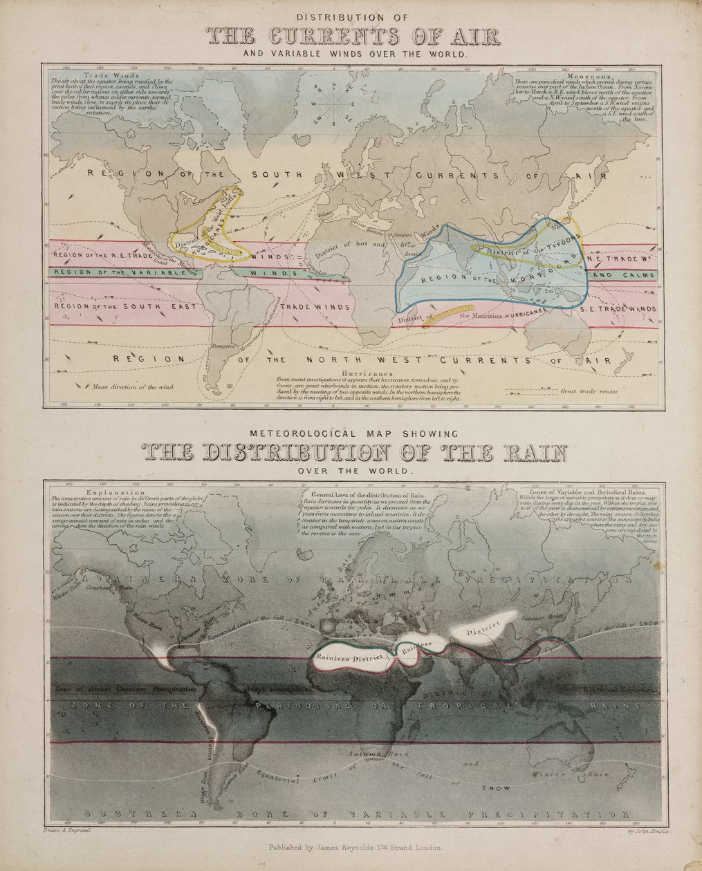 Két meteorológiai térkép, 1850 körül alkotó: John Pardon