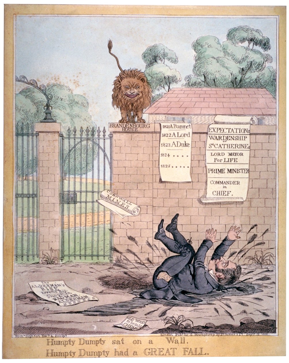 „Humpty Dumpty a falon ült...”, 1821 alkotó: Richard Dighton