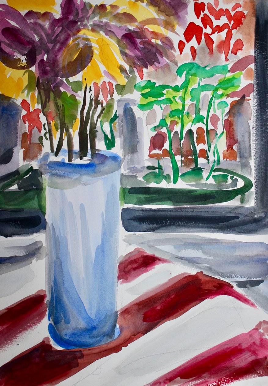 Kék váza és ablakdoboz, 2015 alkotó: Richard Fox