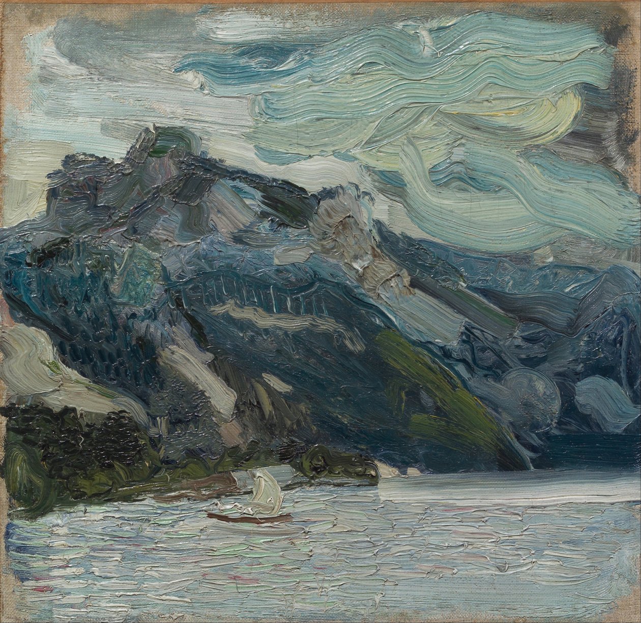 Traun-tó hegyi alvó görögökkel, 1907 alkotó: Richard Gerstl