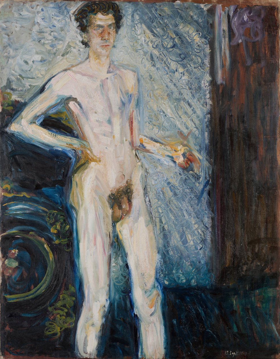 Akt önarckép palettával, 1908 alkotó: Richard Gerstl