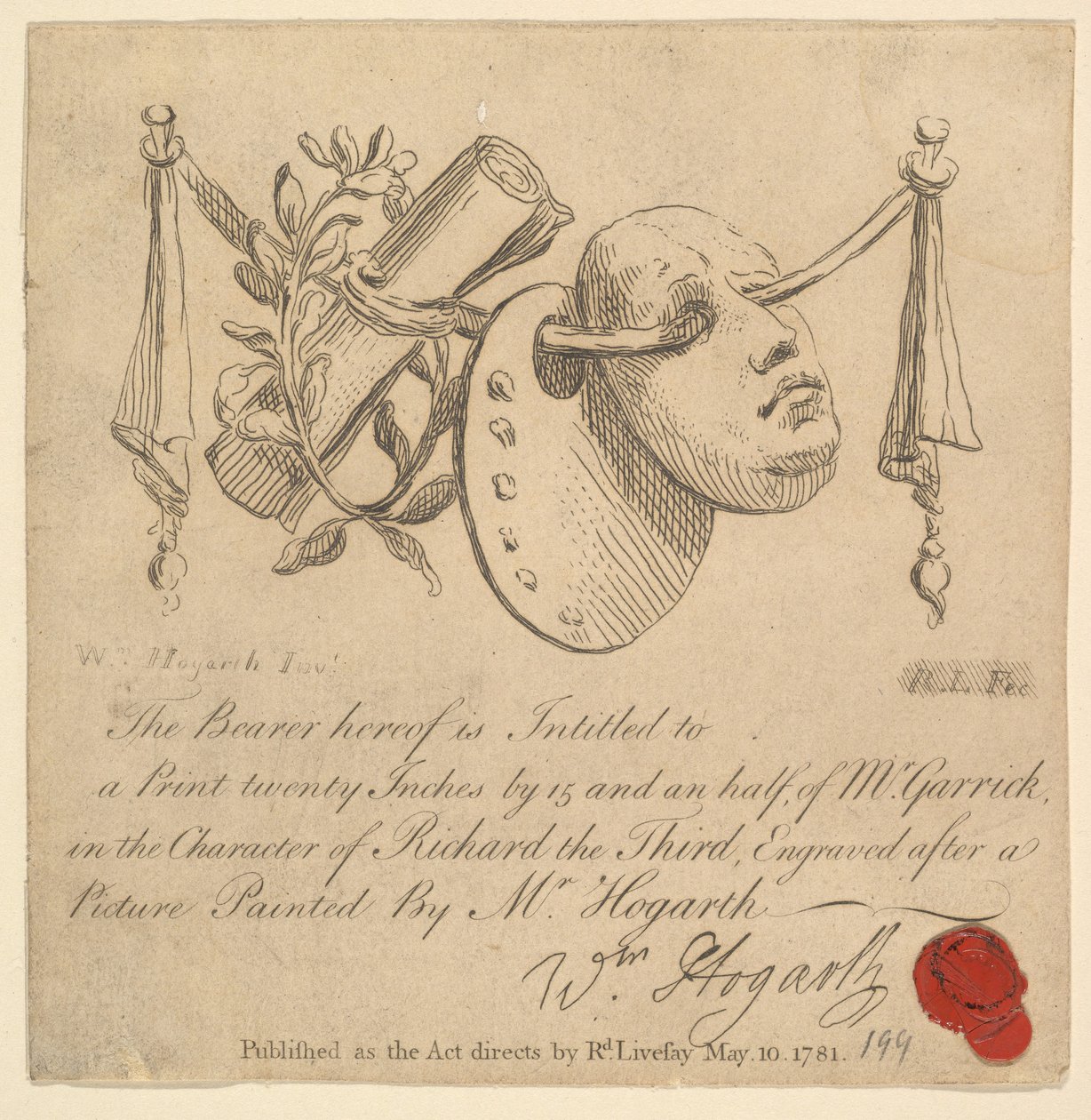 Maszk és paletta, 1781. alkotó: Richard Livesay