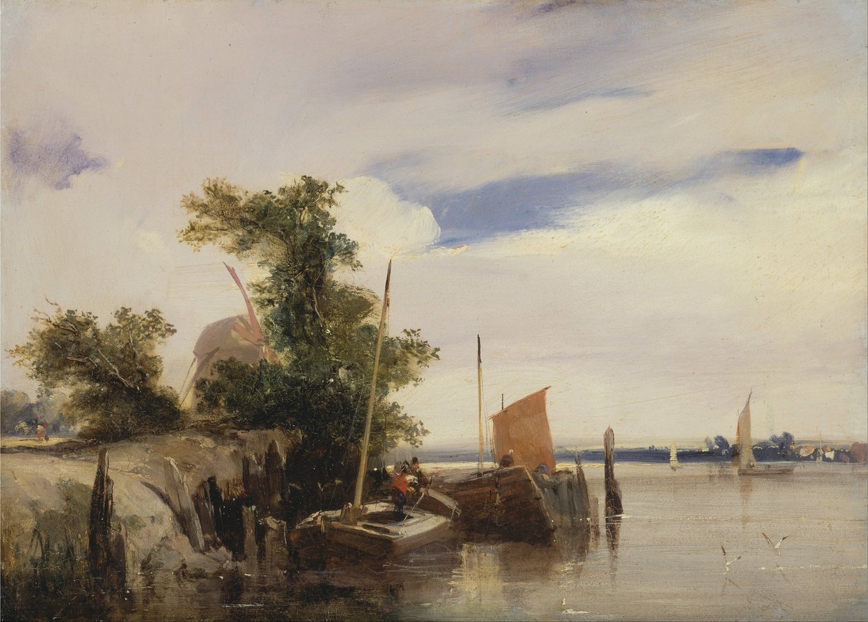 Bárkák a folyón alkotó: Richard Parkes Bonington