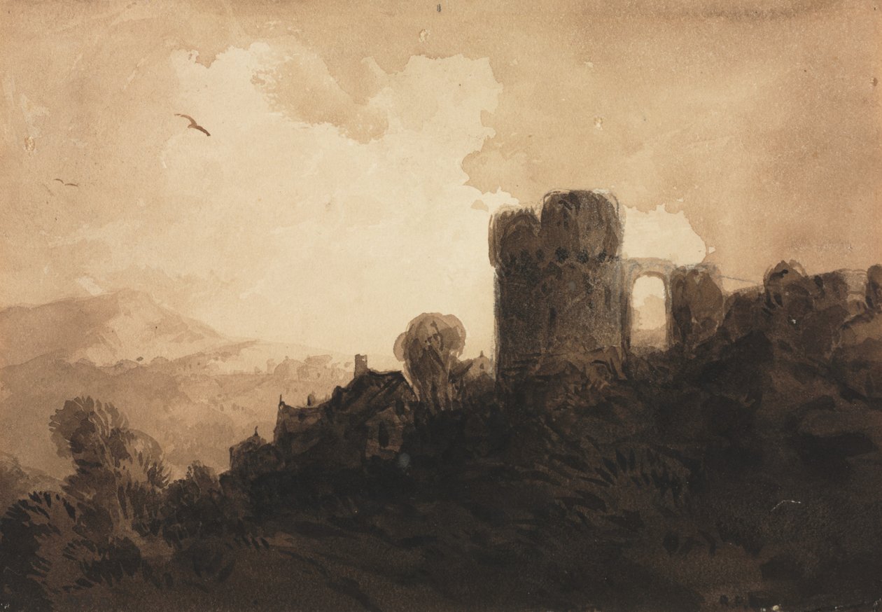 Táj a várrommal. alkotó: Richard Parkes Bonington
