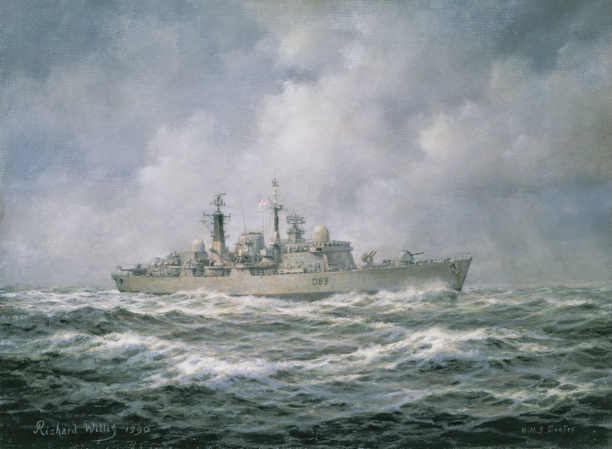 H.M.S. Exeter a tengeren, 1990 alkotó: Richard Willis