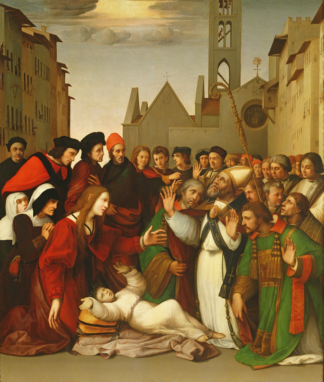 Szent Zénobiusz fiút támaszt fel a halálból alkotó: Ridolfo , Il Ghirlandaio