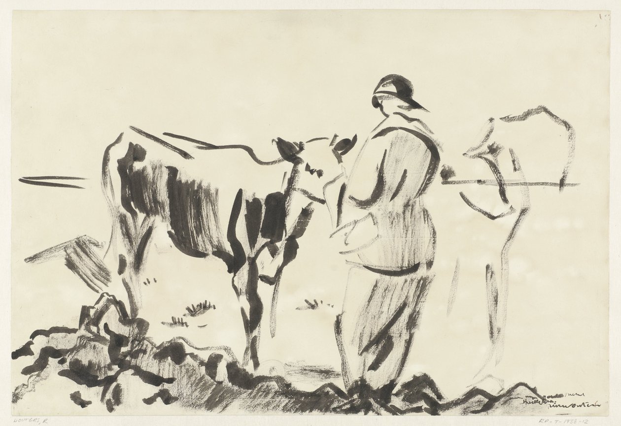 Nő egy borjúval alkotó: Rik Wouters