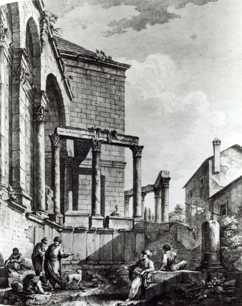 Jupiter temploma Diocletianus (245-313), 284-305 római császár palotájában, Splitben, a dalmát tengerparton, Francesco Bartolozzi (kb. 1727-1815), 1768. alkotó: Robert Adam