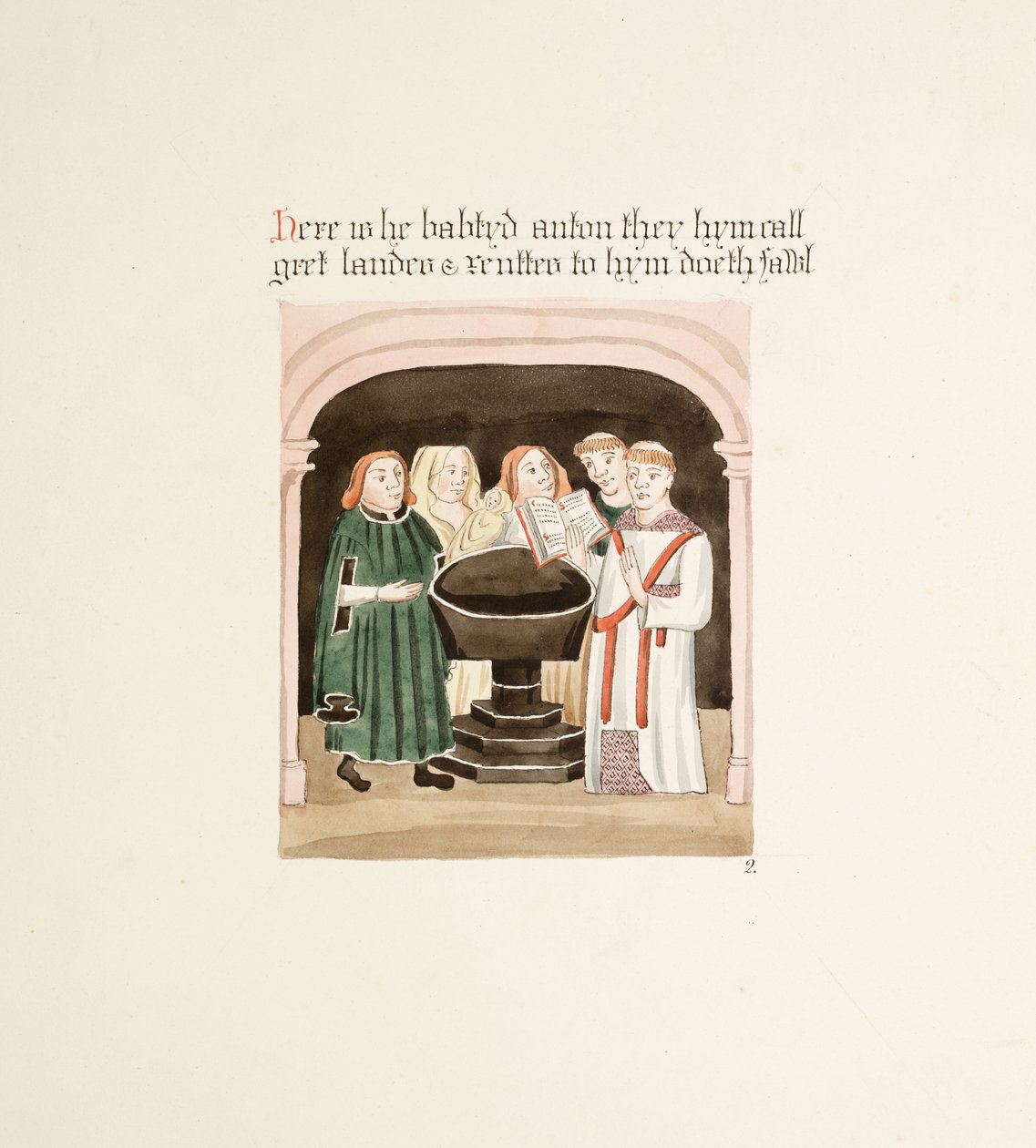 Ms. New Coll 380, f34r. A carlisle-i Szent Mária székesegyház régiségei, rajzolta Robert Carlile, 1795 (toll és tinta és wc papírra). alkotó: Robert Carlile