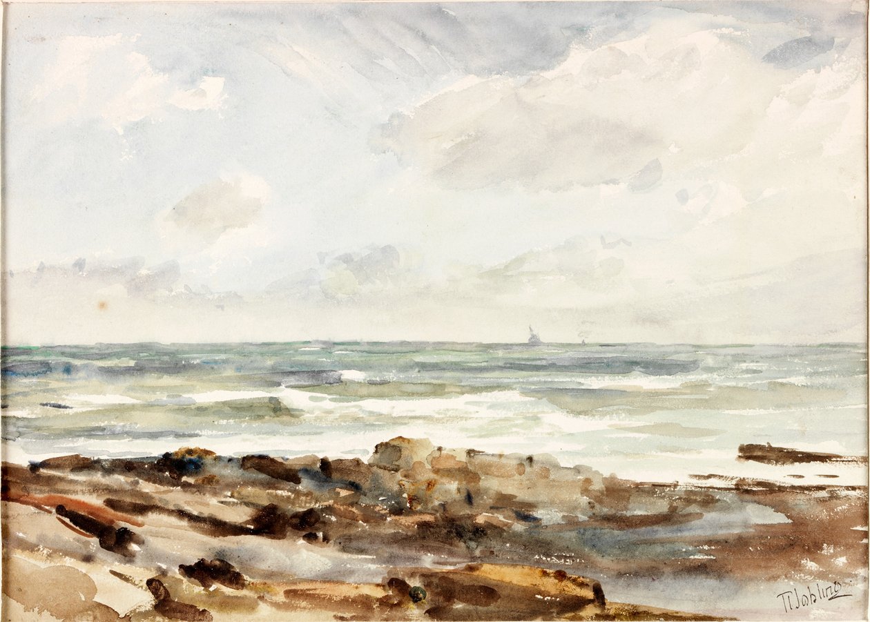 Tengeri tájkép (akvarell (mosás) papíron) alkotó: Robert Jobling