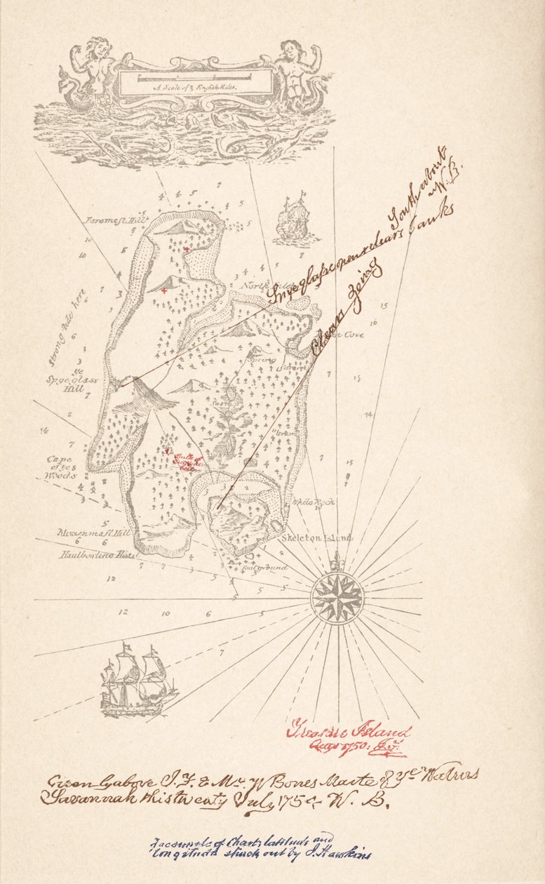 A Treasure Island térképe, a Treasure Islandről, Robert Louis Stevenson, pub.1883 alkotó: Robert Louis Stevenson